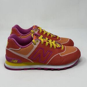 New Balance 574 Elite Edition Shoes Womens 9.5 Orange Pink Woven Sneakers